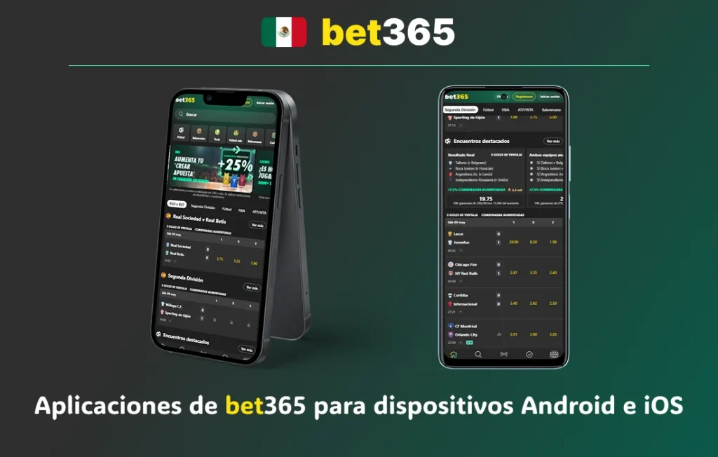 Aplicación móvil de bet365 México para Android e iOS